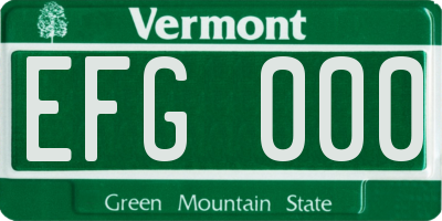 VT license plate EFG000