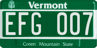 VT license plate EFG007