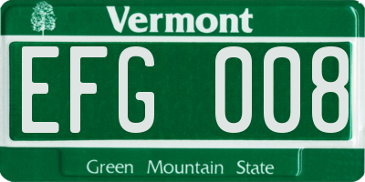 VT license plate EFG008