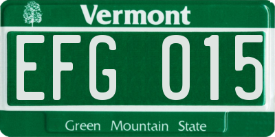 VT license plate EFG015