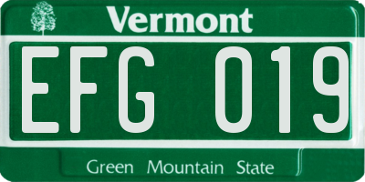 VT license plate EFG019