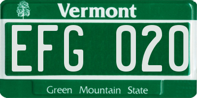 VT license plate EFG020