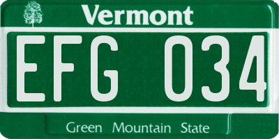VT license plate EFG034