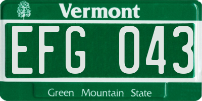 VT license plate EFG043
