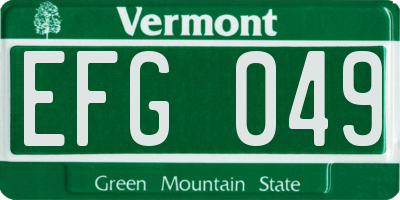 VT license plate EFG049