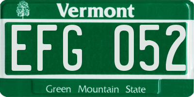 VT license plate EFG052