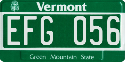 VT license plate EFG056