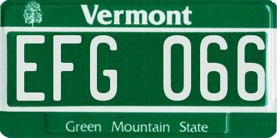 VT license plate EFG066