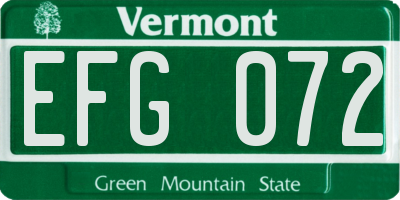 VT license plate EFG072