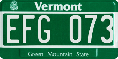 VT license plate EFG073