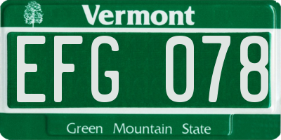 VT license plate EFG078