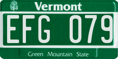 VT license plate EFG079