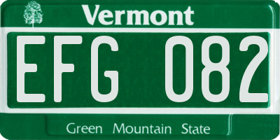 VT license plate EFG082