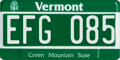VT license plate EFG085