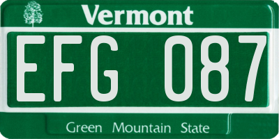 VT license plate EFG087