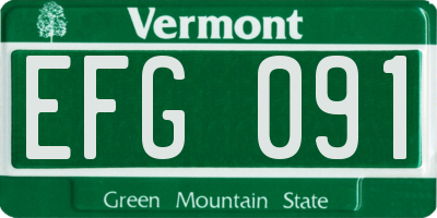 VT license plate EFG091