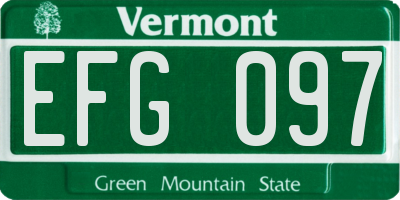 VT license plate EFG097
