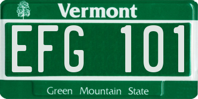 VT license plate EFG101