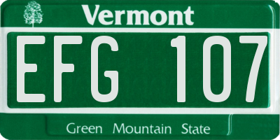 VT license plate EFG107