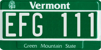 VT license plate EFG111