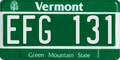VT license plate EFG131