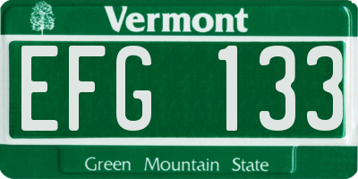 VT license plate EFG133