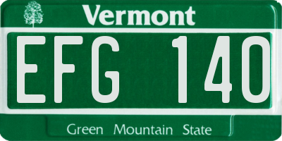 VT license plate EFG140