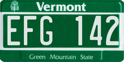 VT license plate EFG142
