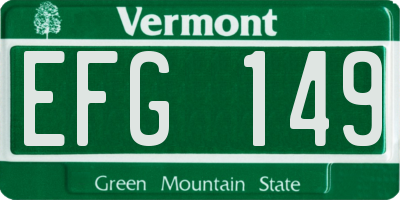 VT license plate EFG149