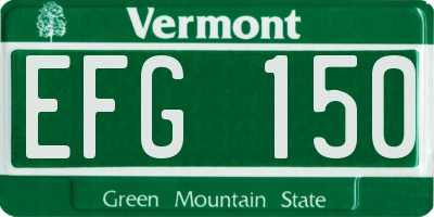 VT license plate EFG150