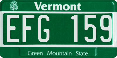 VT license plate EFG159