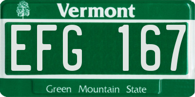 VT license plate EFG167