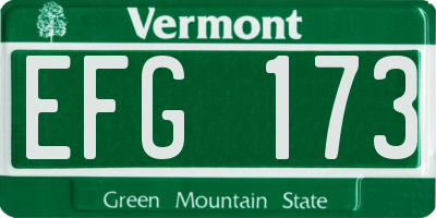 VT license plate EFG173