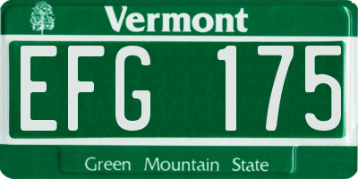 VT license plate EFG175