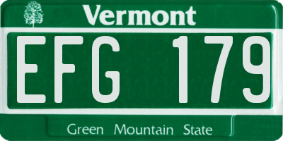 VT license plate EFG179