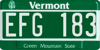 VT license plate EFG183