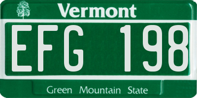 VT license plate EFG198