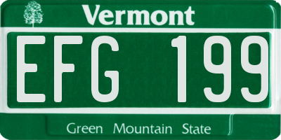 VT license plate EFG199