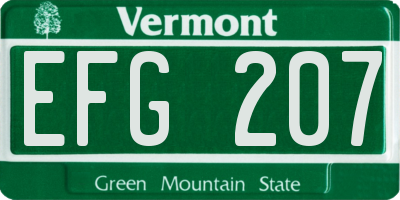 VT license plate EFG207