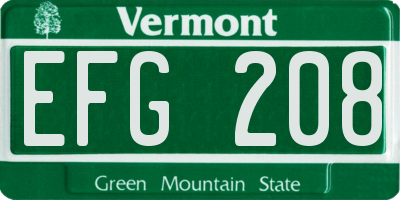 VT license plate EFG208