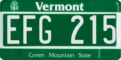 VT license plate EFG215
