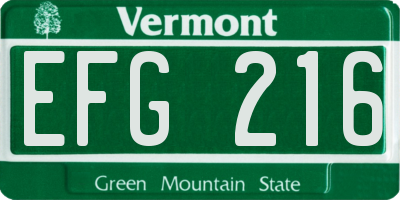 VT license plate EFG216