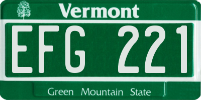 VT license plate EFG221