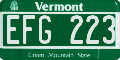 VT license plate EFG223