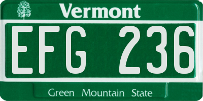 VT license plate EFG236