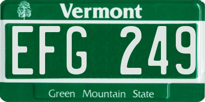 VT license plate EFG249