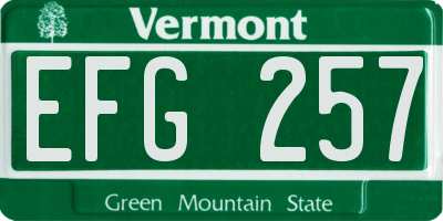 VT license plate EFG257