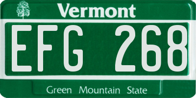 VT license plate EFG268