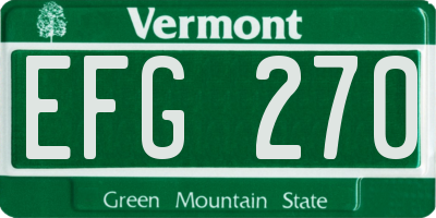 VT license plate EFG270