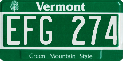 VT license plate EFG274